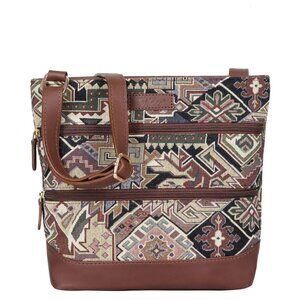 Women’s Tapestry Messenger Sling Bag in Geometric Pattern – Crossbody Bag Purse